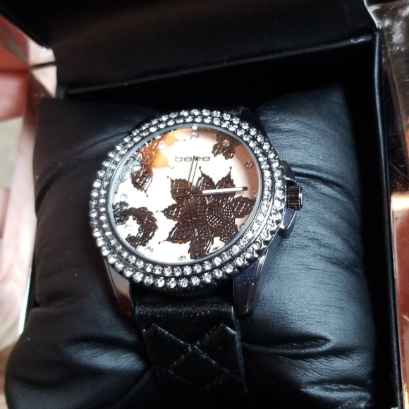 Bebe black quilted band w/ crystals watch - Picture 5 of 7